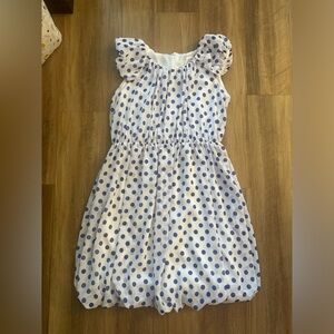 Blush By Us Angels Polka Dot Bubble Dress Sz 14 White With Blue Dots NWT